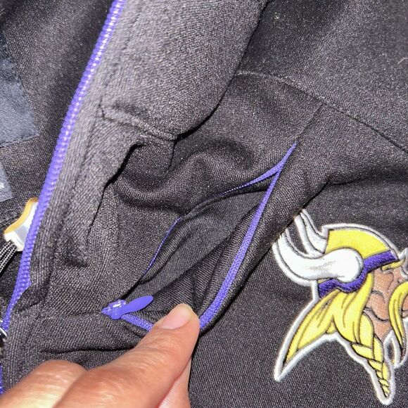NFL Minnesota Vikings Men's XL Black Full Zip Warm up Jacket w/Embroidered Logo - Picture 4 of 9